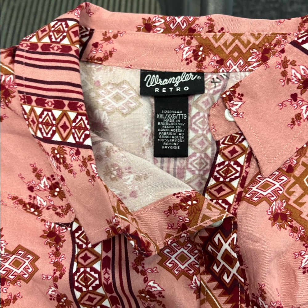 Wrangler Retro women Pink and Brown Patterned Shirt XXL